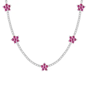 GIVA 925 Silver Pink Floral Necklace| Pendant to Gift Women & Girls | With Certificate of Authenticity and 925 Stamp | 6 Months Warranty*