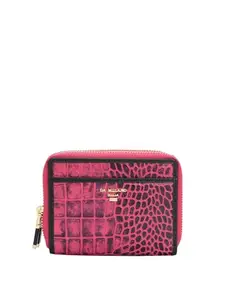 Da Milano Genuine Leather Pink Zip Around Womens Wallet (1007OL)