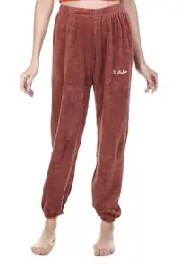 STYLORIA Women's Fluffy Pajama Pants for Fall & Winter Winter Sleepwear with Button-Down Top (Waist 24-30) Pack of 1 Maroon