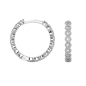 LeCalla 925 Sterling Silver BIS Hallmarked Multi CZ Round Small Huggie Hoop Earrings for Women and Girls
