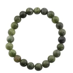 AAMRAPALI SILVER GEMS AAMRAPALI Natural Chinese Jade Bracelet - Metal Free, 8mm - Energy Stone, Healing Crystal | Stone Beads Bracelet | Focus on Heart Chakra | Stunning Gem Patterns Tones | Discover the serene beauty of o
