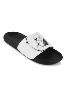 Shoe Mate Sliders Mens Black, White, Grey Stylish Printed Flip Flop & Slippers