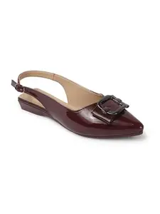 Iconics Women Fashion Sandal,Wine,UK-4