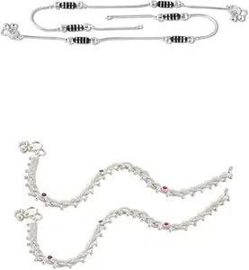 Lila Jewellery Traditional Jewellery For All Occassions Anklets Payal Pair for Women/Girls Alloy Anklet - Bzr_Combo Payal-111 & 112-(1-Pair Each)