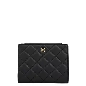 Da Milano Leather Small Zip Wallet for Women - Black (10400)