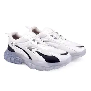 BXXY Men's Mesh Material White Casual Sports Running Lace Up Light Weight Shoes.- 10 UK