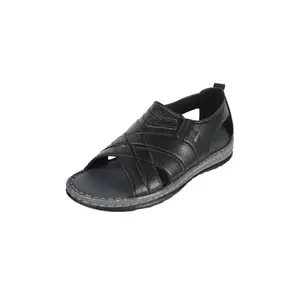 Mochi Men's Black Leather Slip-On High Cushion Casual Sandals UK/7 EU/41 (18-742)