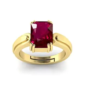 TODANI JEMS 7.25 Ratti Natural Certified Ruby Manik Gemstone Panchdhatu Ring for Men & Women