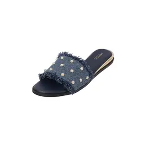 Metro Women Blue Flat Fashion Slider UK/6 EU/39 (41-272)