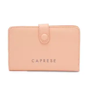 Caprese Women's Faux Leather Solid Pattern Keera Wallet (Salmon, Medium)