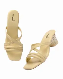 Longwalk Women's Multi Strap Transparent Heeled Sandal, and Casual Sandal for Girls