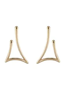 Priyaasi Solid Contemporary Gold-Plated Drop Earrings For Women & Girls