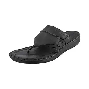 Metro Men Black Leather Sandals 8-UK (16-9402-11-42)