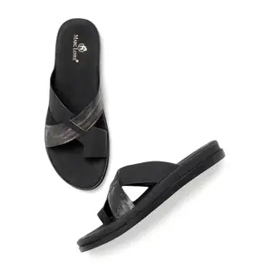 Marc Loire Women's Soft, Comfortable Casual Slip-on Fashion Flats | Smart Slipper and Chappals (Black, UK Footwear Size System, Adult, Women, Numeric, Medium, 5)