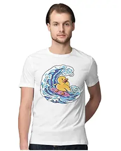 ALLEN BLACK Men's Regular Fit T-Shirt Rubber Duck Surfing Great Wave 100% Cotton T-Shirt White_RUBDUCKSGMN-White 5XL Men Round_