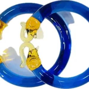 Elephant Face Glass Bangles for women and girls. (BLUE, 2.4)