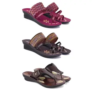 Women's Comfortable Sandal,Casual Lightweight Sandal for Everyday Wear for women's(GR-(COMBO-3)-1949-1951-1963-8)