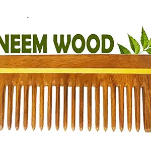 Rufiys Neem Wooden Comb for Women & Mens | Dandruff Comb Pocket Size |Neem Wood Wide Tooth for Curly Hair Comb | Hair Growth (Wide Tooth 14 Cm)