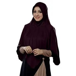 Mehar Hijab's Modest Women's umbrella zig-zag stylish cut Solid Polycotton Soft feel good fabric Nabah Hijab XL (Wildberry)