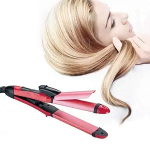 RD MALL 2 In 1 Hair Straightener And Curler For Women With Ceramic Sheet Curler Combo (Pink)