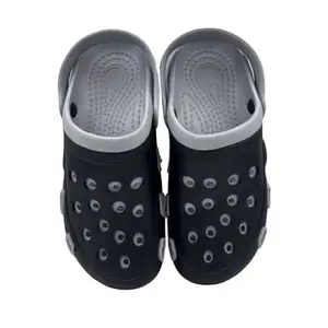 Men's Classic Casual Clogs/Sandals with Adjustable Back Strap for Adult | Comfortable & Light Weight | Stylish & Anti-Skid | Waterproof & Daily Mules for Gents/Boys 003 (Black grey, UK Footwear Size System, Adult, Men, Numeric, Wide, 6)