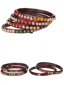 1st Time Modern Bangles/Kada Set- Perfect For Party, Wedding, Celebrations And Functions, Combo Of 2 Set, Each Set In Set 4 Bangles, Mahroon - B3