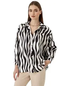 GRECIILOOKS Women's Rayon Oversized Shirt Korean Style Long Sleeve Oversized Button Down | Workwear Top for Office & Casual Wear (Available in Plus Size)