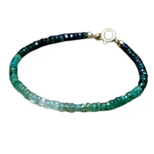 LKBEADS Silver Plated Bracelet with Multicolor Faceted Shaded Emerald Beads – Rondelle 3mm – 7 inch Adjustable – For Men & Women|LK_STACK_06084