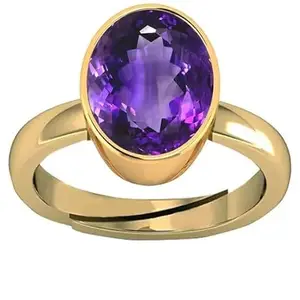 JAGDAMBA GEMS 3.00 Ratti/2.25 Carat Natural Amethyst Katela Jamuniya Gemstone Gold Ring For Men And Women (Lab Certificate)[JG186]