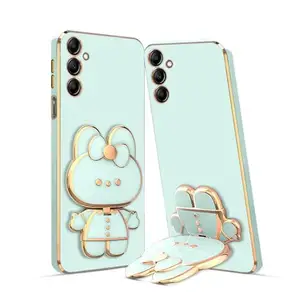 Anks Creation Stand and Mirror Mobile Back Cover for Samsung Galaxy A35 -Mint