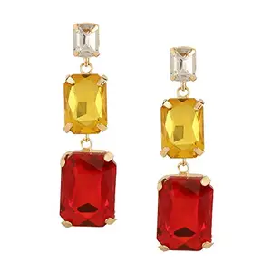 AccessHer Stylish red and gold crystal dangle earrings for women and girls