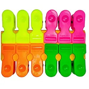 DIVYANA Heavy Duty Rust Cloth Peg Plastic Quality Cloth Hanging Clips /12 Cloth Clip for Cloth Drying Stand Pegs for Hanger Rods Ropes Dryer Clothes Drying Pins, Set of 12 Pcs