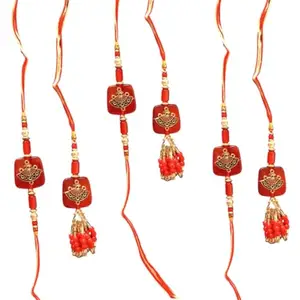 SWEKSHA CREATIONS Couple Rakhi Set for Bhaiya Bhabhi, Designer resin Rakhis COMBO FOR RAKSHABANDHAN (3 PAIR)