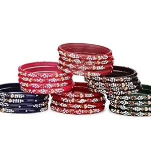 Party Glass Bangle Set Ornamented With Beads For Spaical Look (Pack Of 2 4 Multi Shining & Attractive (BBbangle-OS1.a_bang)