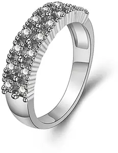 MYKI Stylish Austrian Diamond Stretchable Ring For Women Stainless Steel Swarovski Zirconia Plated Ring