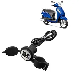 Autokraftz Black Waterproof Phone Adapter Stand USB Battery Charger for Bike/Cycle Handle with Switch Suzuki Access