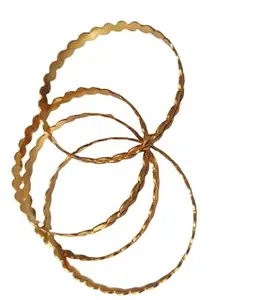 Metal Gold Toned Traditional Bangles/Set Of 4 Bangles For Girls And Women (2.6) Pack Of 17