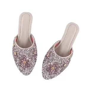 Women's Ethnic Traditional Slip-On Flats Cushioned Trendy for Comfort | Comfortable & Stylish for Girls & Women 4NFC_5_GREY_7