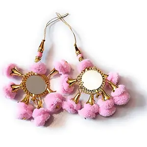 Libas Fashion Women's Synthetic Handmade Latkan with Pom Pom Bell Baby Pink Set 1 PC