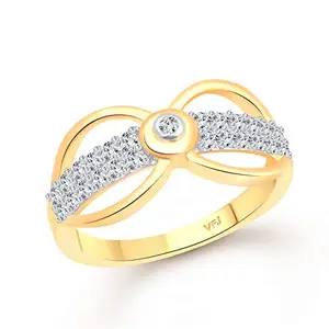 Vighnaharta Valentine Day Gift valentineday Gift for him Gift for Women Gift for Men Bridal Designer Band cz Gold and Rhodium Plated Alloy Ring for Women and Girls-[VFJ1410FRG11]