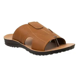 AEROWALK Stylish T-Shape Fashion Sandal/Slipper for Men | Comfortable | Lightweight | Anti Skid | Casual Office Footwear (RG92_TAN_42)