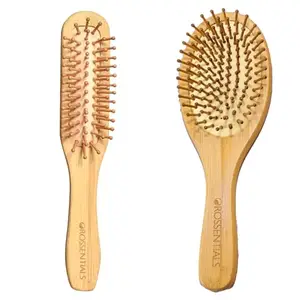 OROSSENTIALS Anti-Static Bamboo Hair Brush with bamboo bristles Wooden Hair Brush for Women & Men Wooden Brush for Hair Large Hairbrush for Women Combo Pack of 2