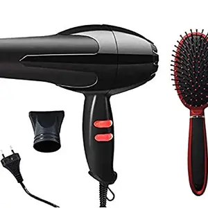 Foreign Holics Professional hair Dryer With Hair Brush for Men and Women with 2 Speed and 2 Heat Setting, 1 Concentrator Nozzle and Hanging Loop 1800 Watt