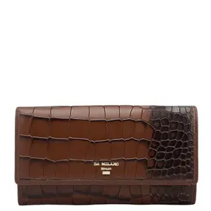 Da Milano Leather Flap Women Wallet - Brown (10017G)