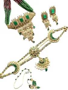 Necklace, Maang Tikka & Nose Ring Set Jewellery Set_196