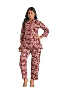 ELBWEAR Women Designer Co-ERD Set in Heavy Embroidery Cotton Short Kurti with Palazzo Set_1012