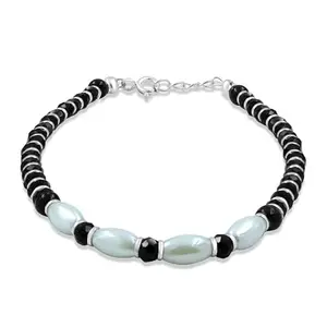 Zarkan 925 Silver Nazariya Bracelet With Sky Beads