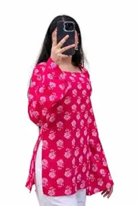 Women’s Rayon Floral Printed V-Neck Short Kurti with Bell Sleeves | Stylish Casual & Office Wear Kurta/Kurti Top