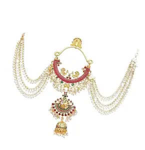 KGR Splash Ring Design Two Peacocks Multicolor Stones Short JAda Billai with Maatil For Hair