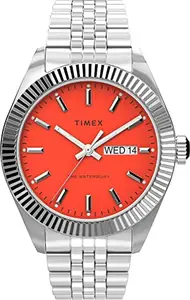 TIMEX 3 Hands Men's Analog Orange Dial Coloured Quartz Watch, Round Dial with 41 mm Case Width - TW2V17900UJ
